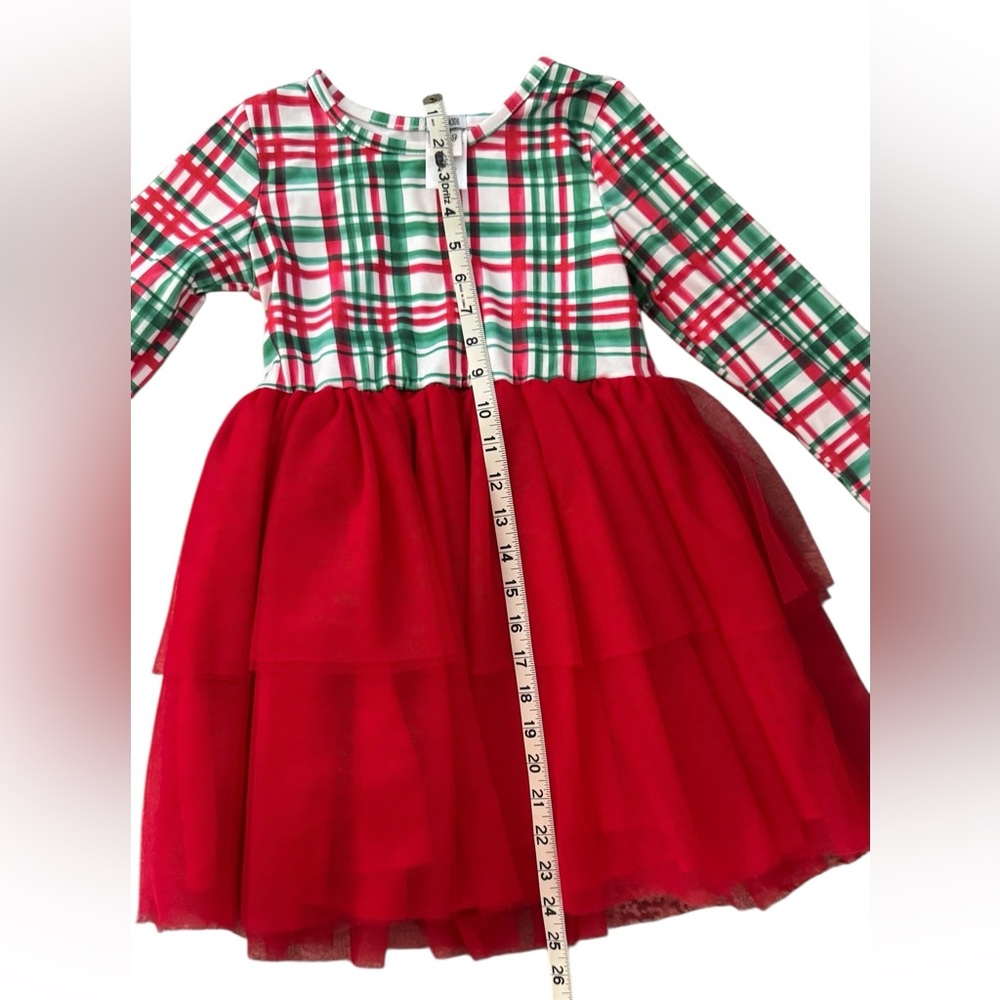 BMG Girls Christmas Dress Red Tulle Skirt Long Sleeve Holiday Party Size 6Y - Picture 4 of 6